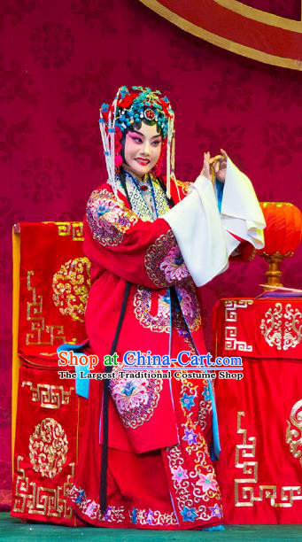 Chinese Beijing Opera Diva Wedding Apparels Su Xiaomei Costumes and Headpieces Traditional Peking Opera Hua Tan Red Dress Bride Garment