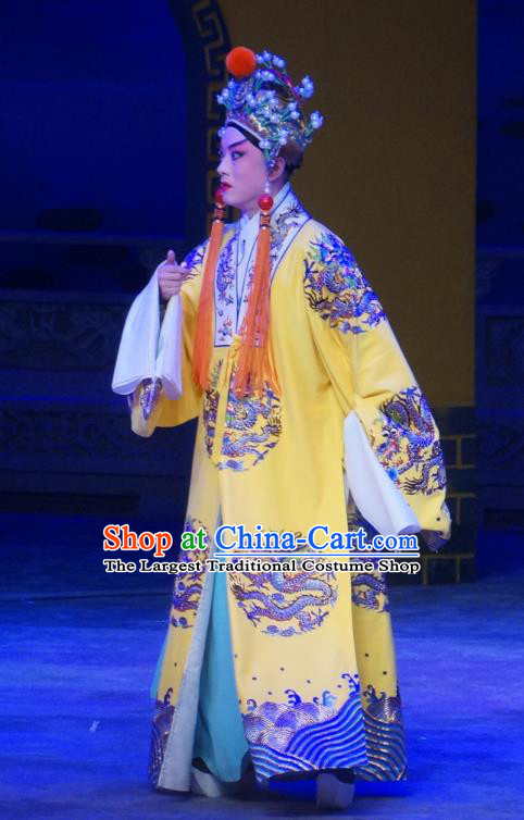 Seven Heros Five Gallants Chinese Peking Opera Emperor Garment Costumes and Headwear Beijing Opera Xiaosheng Apparels Young Male Clothing