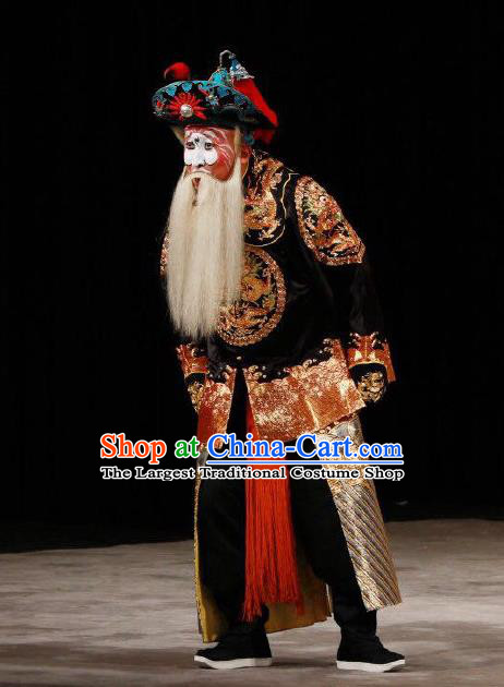 Xing Han Tu Chinese Peking Opera Old Soldier Garment Costumes and Headwear Beijing Opera Laosheng Apparels Bodyguard Clothing