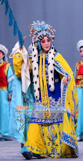 Chinese Beijing Opera Hua Tan Cai Wenji Apparels Return to the Han Dynasty Costumes and Headpieces Traditional Peking Opera Diva Dress Imperial Concubine Garment