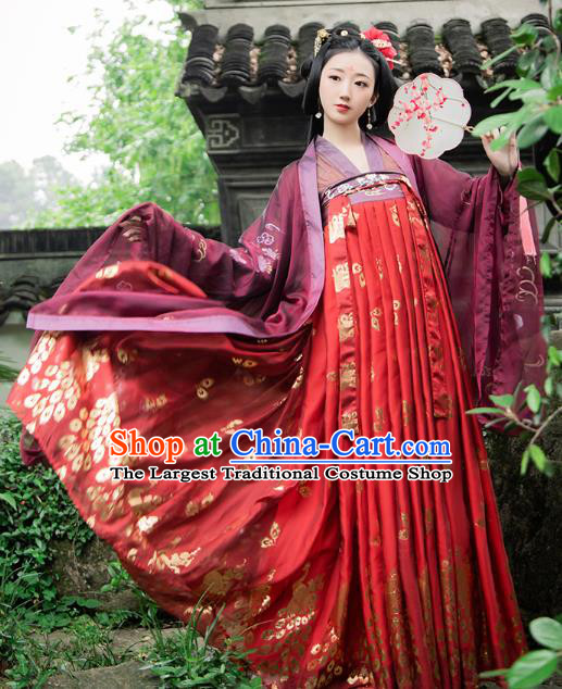 Chinese Traditional Ancient Noble Consort Hanfu Dress Tang Dynasty Palace Lady Historical Costumes Complete Set for Women