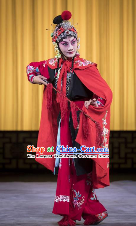 Chinese Beijing Opera Young Lady Apparels Yang Paifeng Costumes and Headpieces Traditional Peking Opera Martial Female Dress Garment