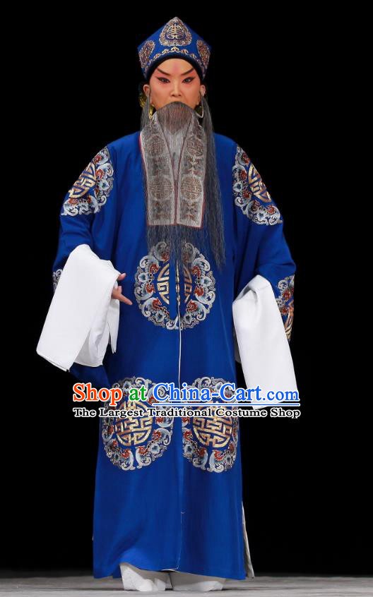 Sang Yuan Ji Zi Chinese Peking Opera Elderly Male Deng Bodao Garment Costumes and Headwear Beijing Opera Apparels Laosheng Clothing