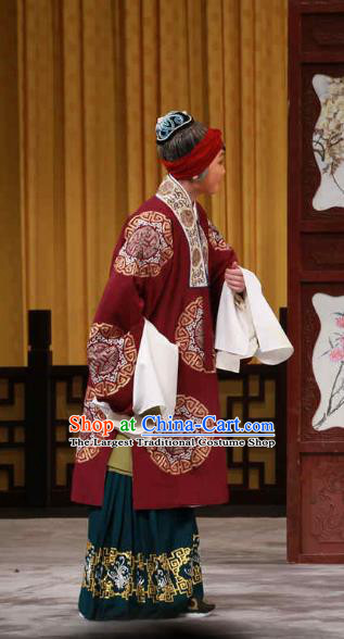 Chinese Beijing Opera Pantaloon Zheng Jingchi Apparels Huo Xiaoyu Costumes and Headpieces Traditional Peking Opera Elderly Female Dress Dame Garment