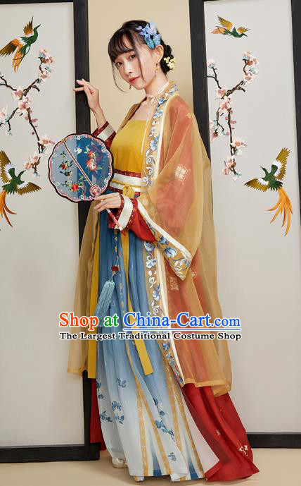 Chinese Ancient Young Lady Hanfu Dress Traditional Song Dynasty Nobility Female Historical Costumes Embroidered Garment for Women