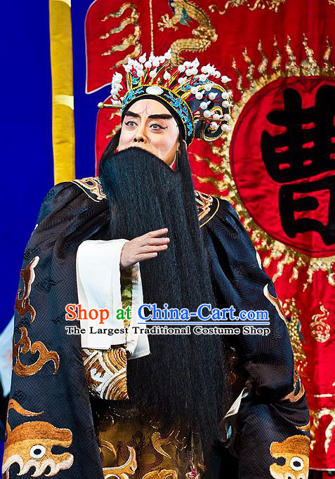 Anecdote of Jian An Chinese Peking Opera Laosheng Garment Costumes and Headwear Beijing Opera Elderly Male Apparels Prime Minister Cao Cao Clothing