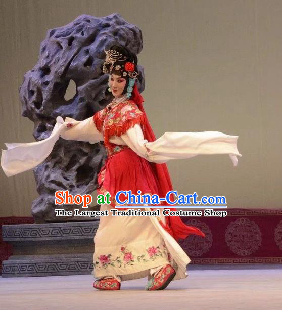 Chinese Beijing Opera Young Lady Garment Shen Ting Ling Costumes and Hair Accessories Traditional Peking Opera Hua Tan Dress Actress Apparels