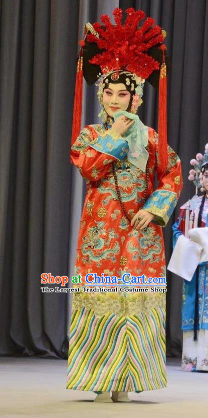 Chinese Beijing Opera Queen Garment Shen Ting Ling Costumes and Hair Accessories Traditional Peking Opera Court Lady Dress Hua Tan Apparels