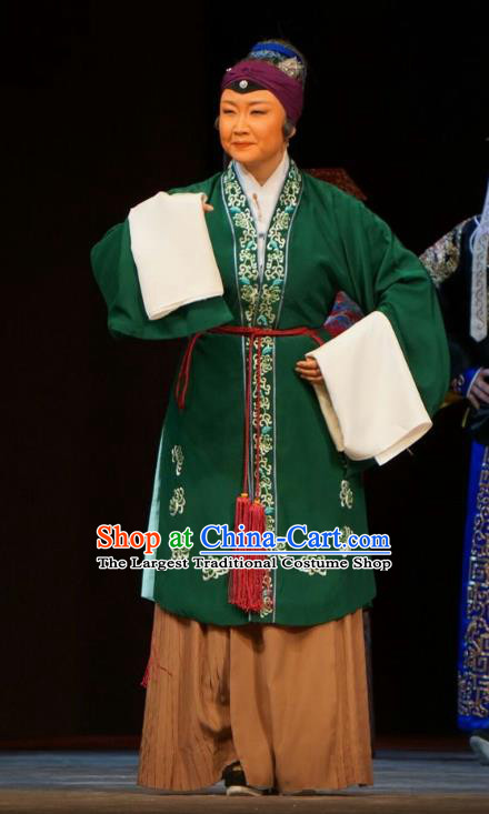 Chinese Beijing Opera Laodan Garment Legend of Xu Mu Costumes and Hair Accessories Traditional Peking Opera Pantaloon Dress Elderly Female Apparels