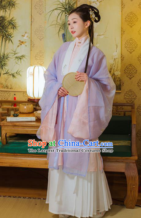 Chinese Traditional Ming Dynasty Noble Female Embroidered Hanfu Dress Garment Ancient Patrician Lady Historical Costumes