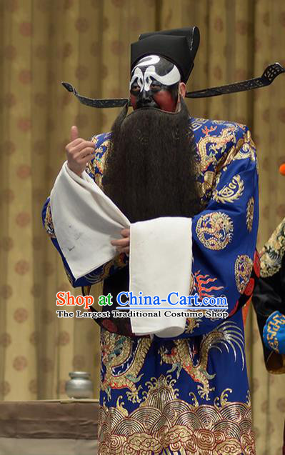 Da Long Pao Chinese Peking Opera Official Bao Zheng Apparels Costumes and Headpieces Beijing Opera Minister Garment Jing Role Clothing