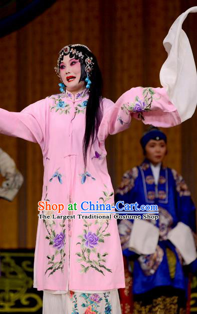 Chinese Beijing Opera Diva Jin Yunu Garment Costumes and Hair Accessories Traditional Peking Opera Hua Tan Dress Actress Pink Apparels