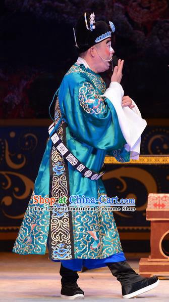 Yu Zhou Feng Chinese Ping Opera Chou Role Garment Costumes and Headwear Pingju Opera Official Apparels Clothing