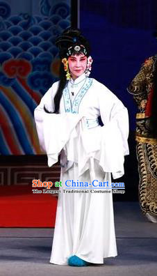 Chinese Beijing Opera Village Girl Zhang Siniang Garment Actress Costumes and Hair Accessories Traditional Peking Opera Hua Long Dian Jing Dress Apparels