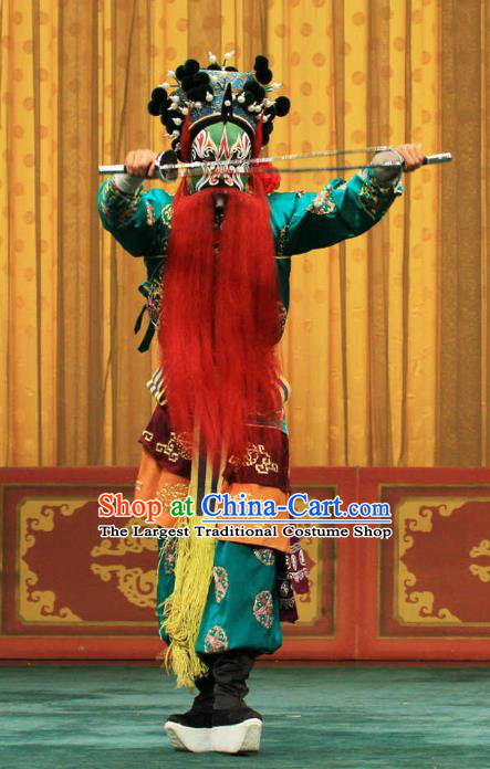 Bai Shui Tan Chinese Peking Opera Martial Male Apparels Costumes and Headpieces Beijing Opera Wusheng Garment Hero Xu Qiying Clothing