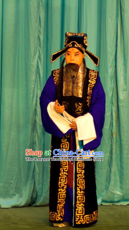 Zeng Ti Pao Chinese Peking Opera Elderly Male Apparels Costumes and Headpieces Beijing Opera Garment Laosheng Fan Ju Clothing