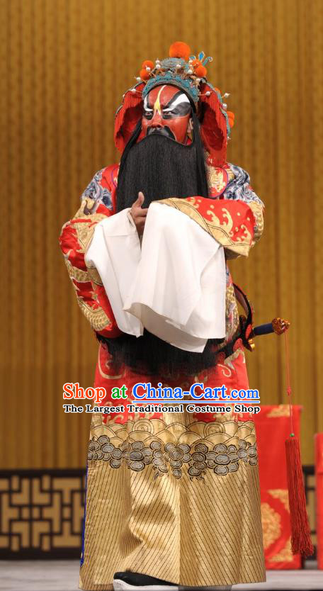 Ding Sheng Chun Qiu Chinese Peking Opera Lord Apparels Costumes and Headpieces Beijing Opera Painted Role Garment King Ji Liao Clothing