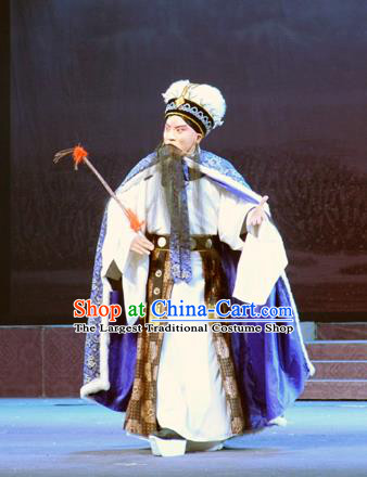 Bei Feng Jin Chinese Peking Opera Elderly Male Apparels Costumes and Headpieces Beijing Opera Laosheng Garment Official Shi Yisheng Clothing