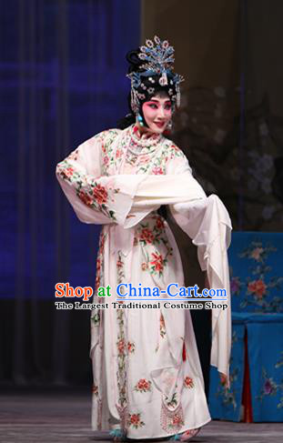 Chinese Beijing Opera Young Female Garment Costumes and Hair Accessories Bei Feng Jin Traditional Peking Opera Actress Dress Diva Zhuo Wenjun Apparels