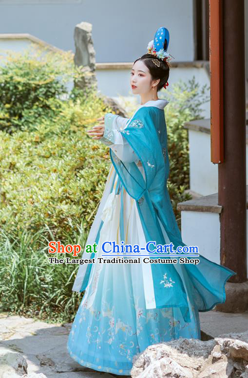 Chinese Ancient Court Lady Embroidered Hanfu Dress Traditional Song Dynasty Women Garment Royal Princess Historical Costumes