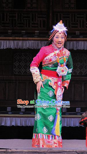 Chinese Sichuan Opera Diva Costumes and Hair Accessories Chen Ai Luo Ding Traditional Peking Opera Tibetan Female Dress Actress Ta Na Apparels