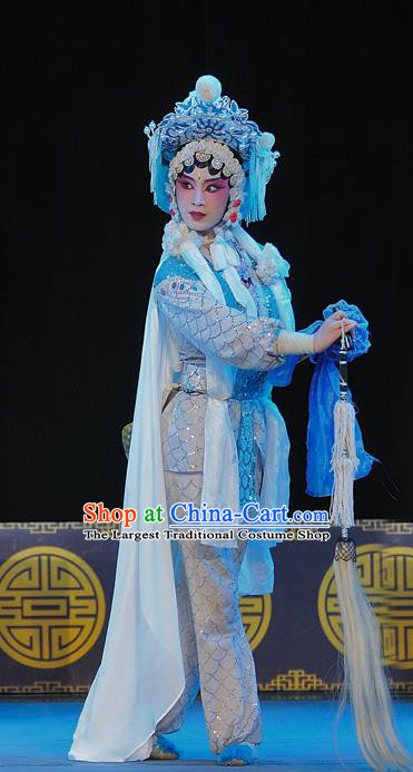 Chinese Sichuan Opera Wudan The Legend of White Snake Bai Suzhen Garment Costumes and Hair Accessories Traditional Peking Opera Martial Female Dress Apparels