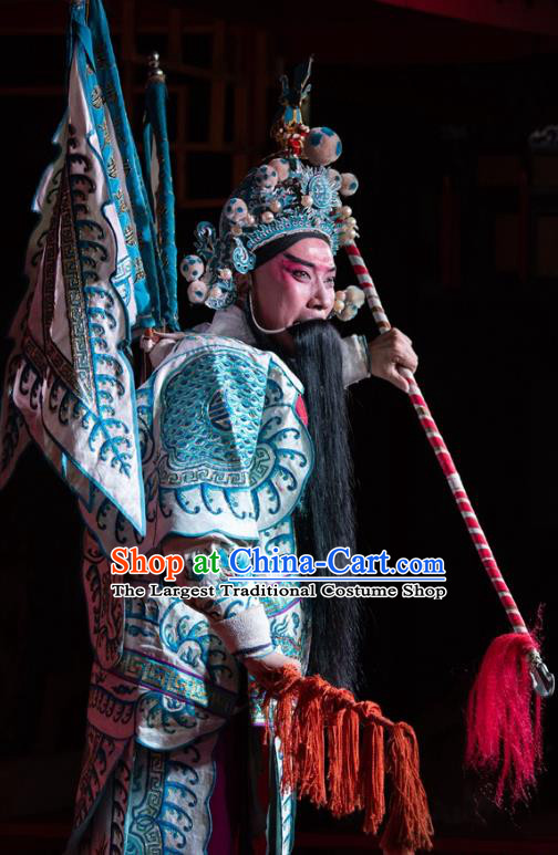 Yu Chan Temple Chinese Sichuan Opera General Wu Yuan Kao Apparels Costumes and Headpieces Peking Opera Martial Male Armor Garment Clothing with Flags