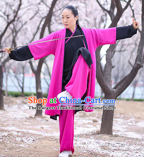 Chinese Traditional Tai Chi Competition Costume Professional Martial Arts Training Outfits Top Grade Tai Ji Performance Rosy Uniform for Women