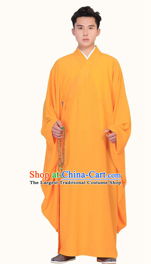 Chinese Traditional Monk Orange Robe Costume Lay Buddhist Clothing Meditation Garment for Men