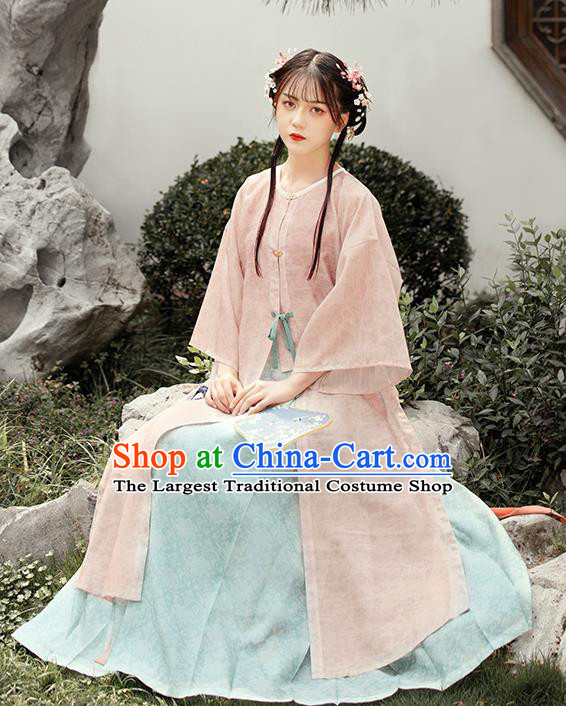 Chinese Ancient Ming Dynasty Young Female Hanfu Dress Traditional Garment Nobility Lady Historical Costumes Complete Set