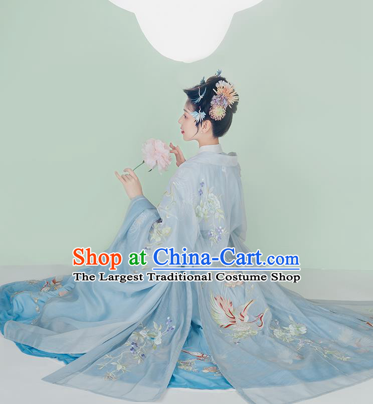 Chinese Ancient Jin Dynasty Imperial Consort Blue Hanfu Dress Traditional Court Female Historical Costumes Garment for Women