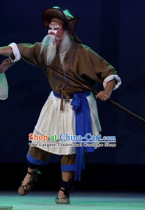 The Jade Hairpin Chinese Sichuan Opera Old Man Apparels Costumes and Headpieces Peking Opera Boatman Garment Clothing