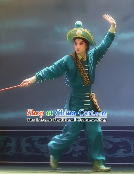 Shuang Ba Lang Chinese Sichuan Opera Swordsman Wang Rong Apparels Costumes and Headpieces Peking Opera Wusheng Garment Martial Male Clothing