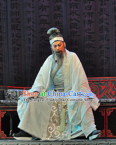 Xi Zhao Qi Shan Chinese Sichuan Opera Laosheng Apparels Costumes and Headpieces Peking Opera Elderly Male Garment Strategist Zhuge Liang Clothing