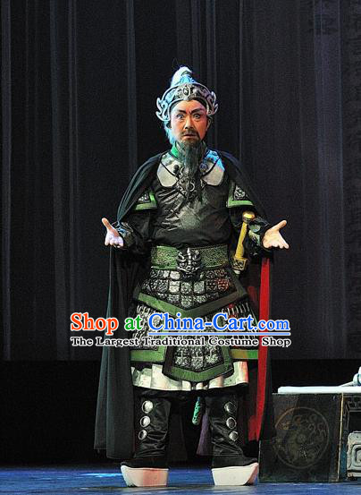 Xi Zhao Qi Shan Chinese Sichuan Opera Martial Male Apparels Costumes and Headpieces Peking Opera General Yang Yi Garment Armor Clothing