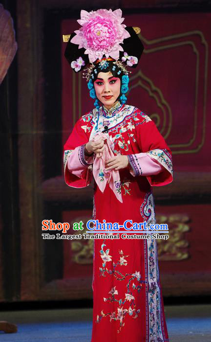 Chinese Beijing Opera Hua Tan Apparels Costumes and Headdress Xiang Jiuxiao Traditional Peking Opera Qing Dynasty Noble Consort Dress Garment