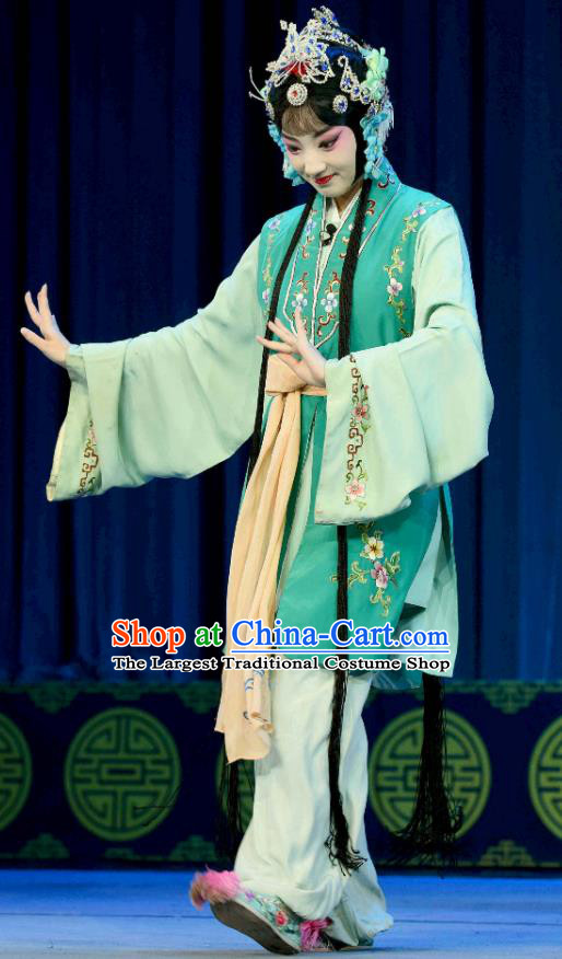 Chinese Sichuan Opera Hua Tan Garment Costumes and Hair Accessories Traditional Peking Opera Actress Dress Fairy Lian Niang Apparels