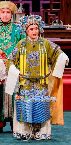 Chinese Sichuan Opera Dowager Countess Garment Costumes and Hair Accessories Traditional Peking Opera Elderly Female Dress Noble Dame Apparels