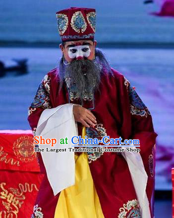 He Zhu Pei Chinese Sichuan Opera Landlord Jin Sanguan Apparels Costumes and Headpieces Peking Opera Elderly Male Garment Ministry Councillor Clothing