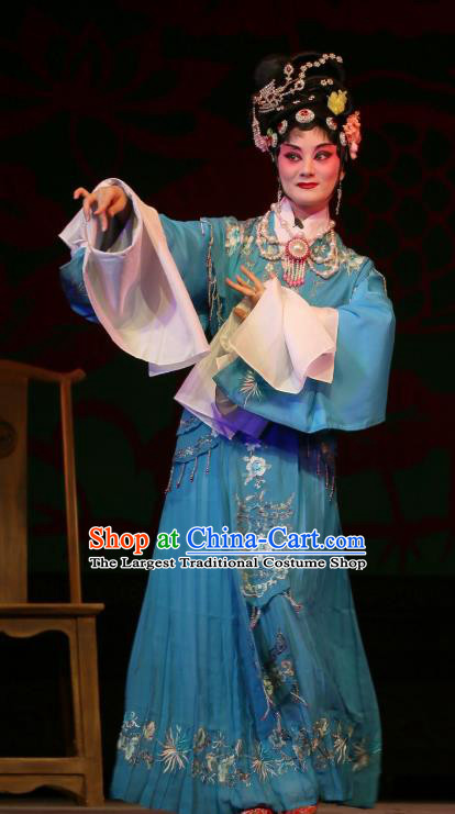 Chinese Sichuan Opera Rich Lady Garment Costumes and Hair Accessories He Zhu Pei Traditional Peking Opera Hua Tan Dress Actress Jin Zhenfeng Apparels