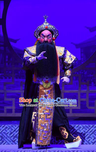 Zhu Lianxiu Chinese Peking Opera King Kublai Khan Garment Costumes and Headwear Beijing Opera Apparels Laosheng Clothing