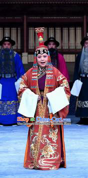 Chinese Beijing Opera Queen Mother Apparels Costumes and Headdress Traditional Peking Opera Elderly Empress Dress Garment