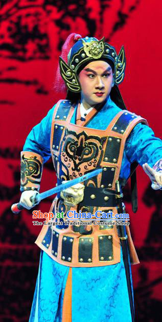 Xin Zhui Chinese Peking Opera Wusheng Garment Costumes and Headwear Beijing Opera Martial Male Li Xi Apparels Soldier Clothing