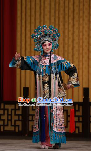 Chinese Beijing Opera Wudan Apparels Costumes and Headdress Da Bao Guo Er Jin Gong Traditional Peking Opera Martial Female Dress Garment