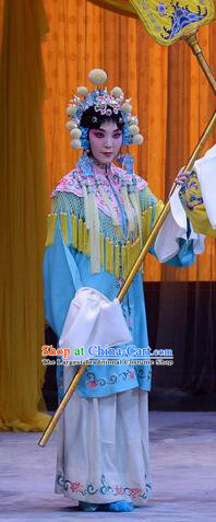 Chinese Beijing Opera Court Maid Apparels Costumes and Headdress Da Bao Guo Er Jin Gong Traditional Peking Opera Xiaodan Dress Garment