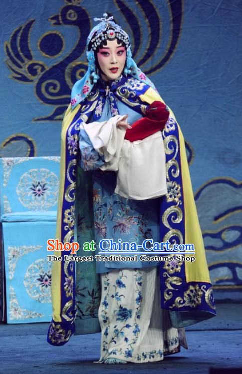 Chinese Beijing Opera Distress Woman Apparels Costumes and Headdress Sacrifice Zhao Shi Gu Er Traditional Peking Opera Young Female Zhuang Ji Dress Garment