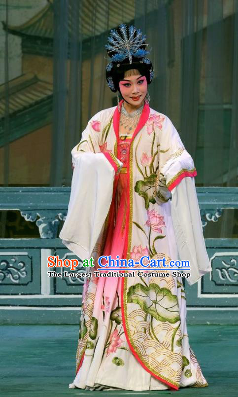 Chinese Beijing Opera Diva Imperial Consort Apparels Costumes and Headpieces Tai Zhen Wai Zhuan Traditional Peking Opera Hua Tan Yang Yuhuan Dress Garment