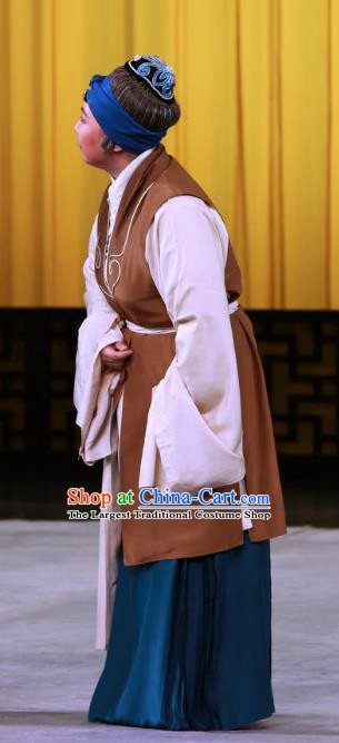 Chinese Beijing Opera Elderly Female Servant Apparels Costumes and Headpieces Chun Qiu Pei Traditional Peking Opera Dame Dress Garment