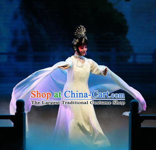 Chinese Beijing Opera Goddess Apparels Costumes and Headpieces Mei Lan Ni Chang Traditional Peking Opera Imperial Consort Yang Dress Diva Garment