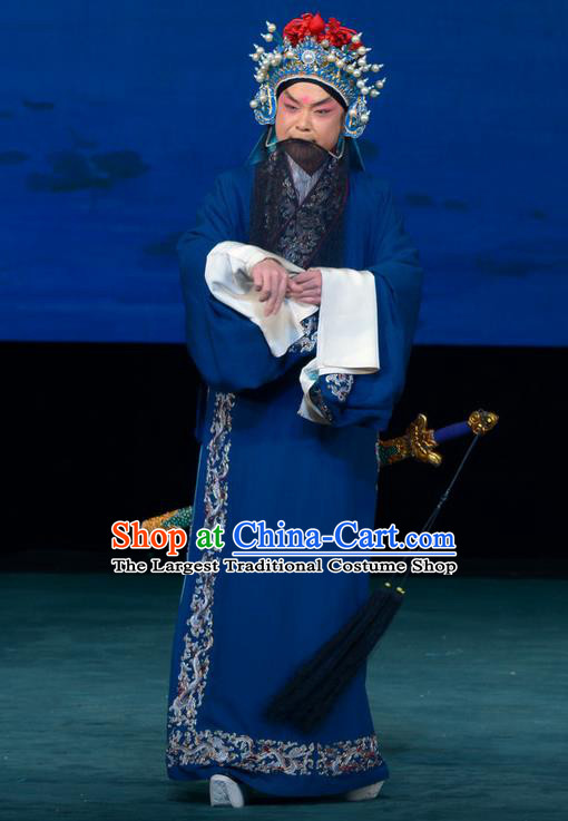 Xi Shi Chinese Peking Opera Laosheng Fan Li Garment Costumes and Headwear Beijing Opera Official Apparels Elderly Male Clothing